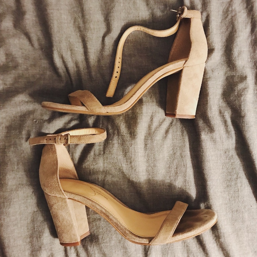 Jessica Simpson nude suede block heels